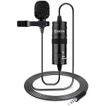 19 Feet Lavalier Microphone for Canon iPhone Podcast, Omnidirectional Condenser Recording Mic for Nikon Sony iPhone 8 8 plus 7 6 6s Plus DSLR Camcorder Audio Recorder Youtube Interview Video