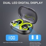 Wireless Earbud, Sport Bluetooth 5.3 Earbud with Earhooks Wireless Earphones in-Ear with Immersive Sound, Bluetooth Headphones IP7 Waterproof, Noise Cancelling, Dual LED Display, 48H Playtime, Green