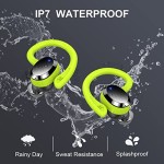 Wireless Earbud, Sport Bluetooth 5.3 Earbud with Earhooks Wireless Earphones in-Ear with Immersive Sound, Bluetooth Headphones IP7 Waterproof, Noise Cancelling, Dual LED Display, 48H Playtime, Green